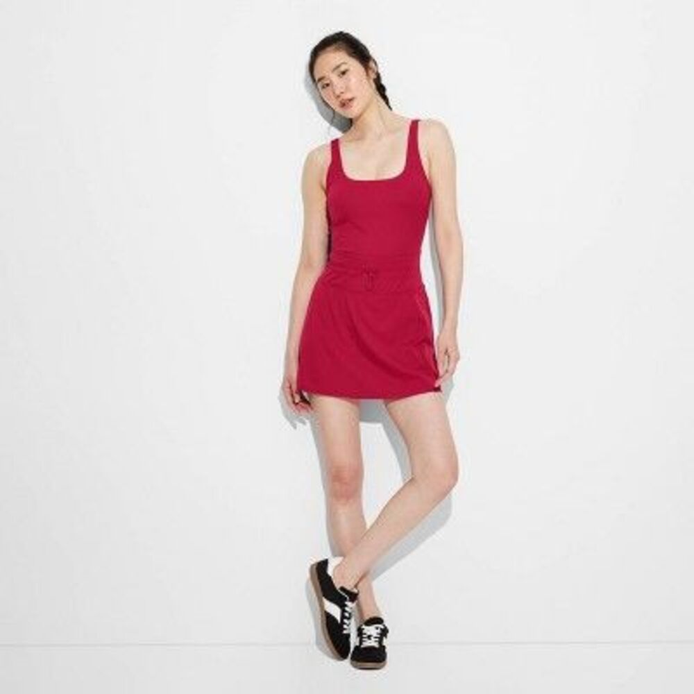 JoyLab - Women's Game Day Ribbed Tank Active Dress - JoyLab Red Small - Picture 2 of 16